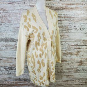 Treasure & Bond Animal Print Long Sleeve V-Neck Button Up Cardigan Sweater